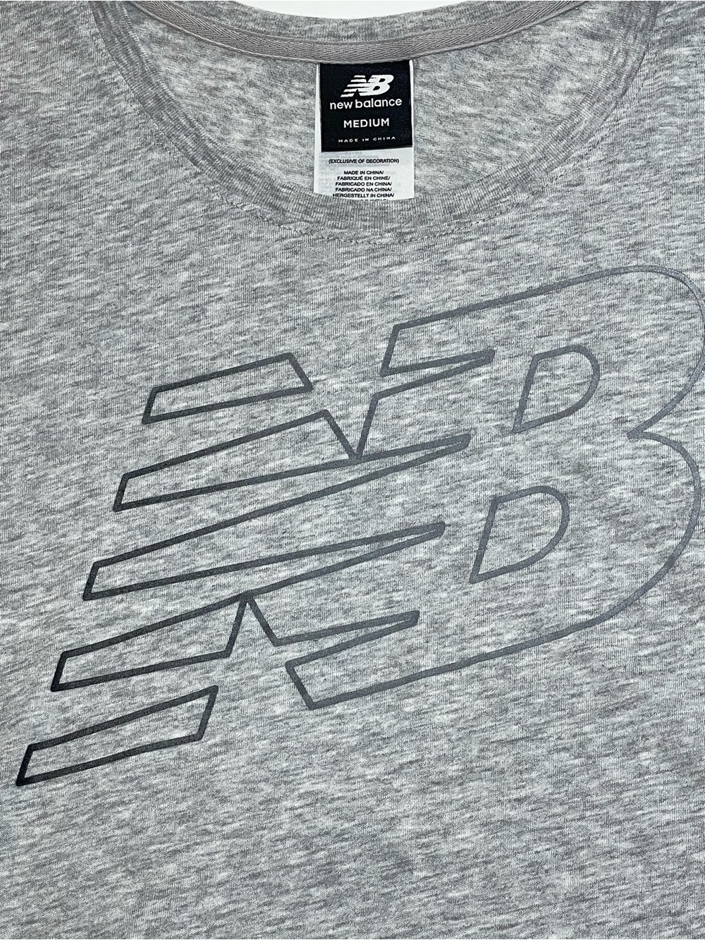 New Balance Light Heather Gray Cropped Logo Tee - Picture 2 of 8